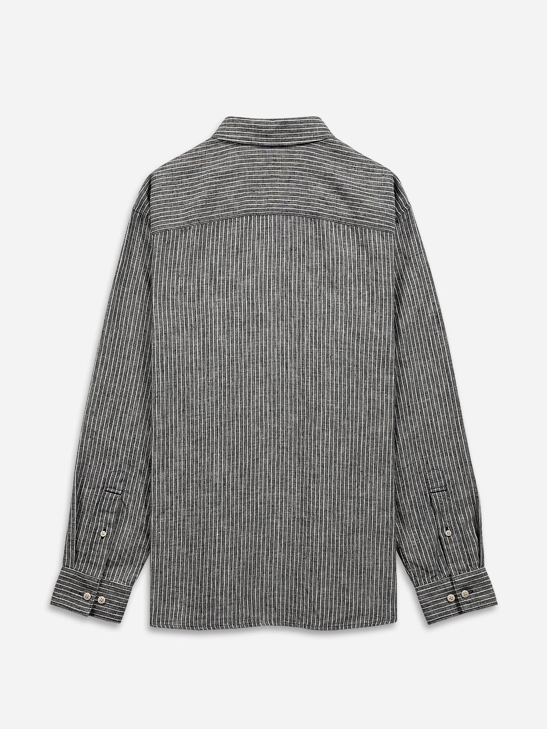 Grey/White Stripe Varick Pinstripe Overshirt Mens Button Up Overshirt Pinstripe Pattern Point Collar Button Closure Mens Dress Shirt 