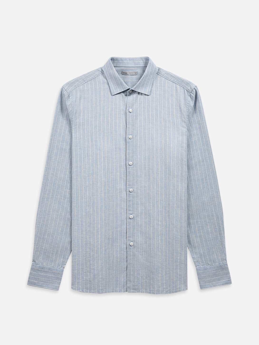 Lt Blue/White Stripe Adrian Pinstripe ShirtMens Spread Collar Woven Striped Shirt ONS Clothing