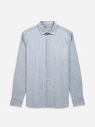 Lt Blue/White Stripe Adrian Pinstripe ShirtMens Spread Collar Woven Striped Shirt ONS Clothing