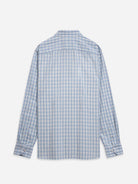 Bright White/Blue Check Adrian Gingham Check Shirt Mens Spread Collar Checkered Button Up Woven Dress Shirt 