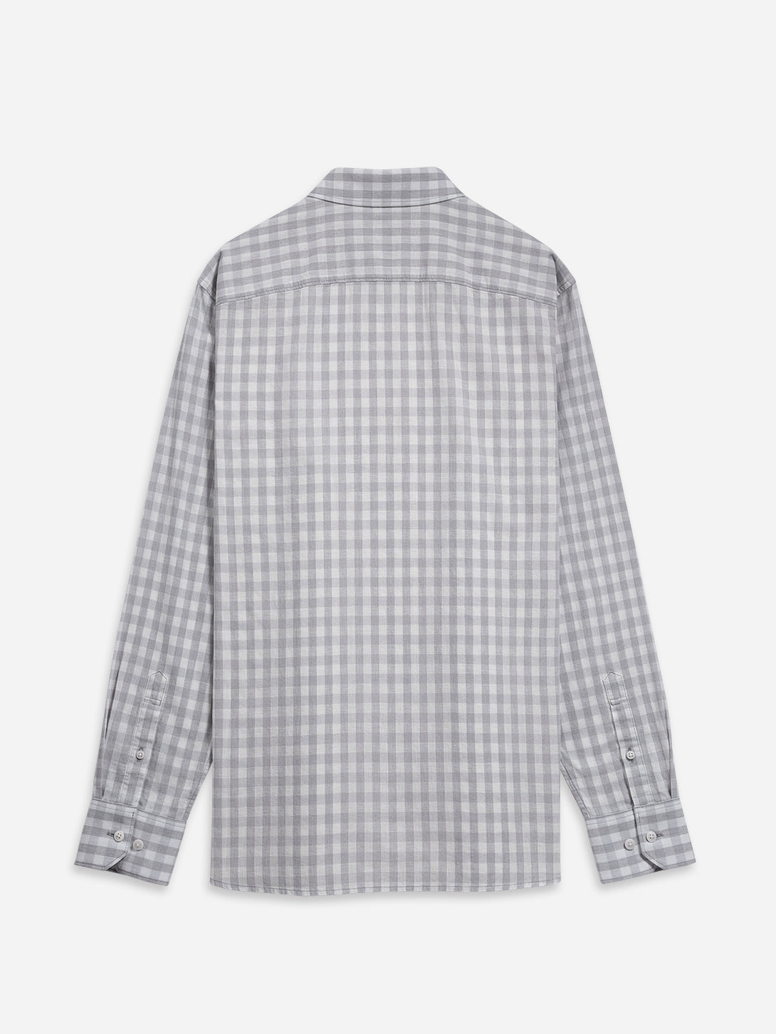 Bright White/Lt Grey Check Adrian Gingham Check Shirt Mens Spread Collar Checkered Button Up Woven Dress Shirt 