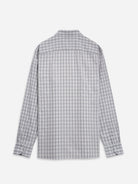 Bright White/Lt Grey Check Adrian Gingham Check Shirt Mens Spread Collar Checkered Button Up Woven Dress Shirt 