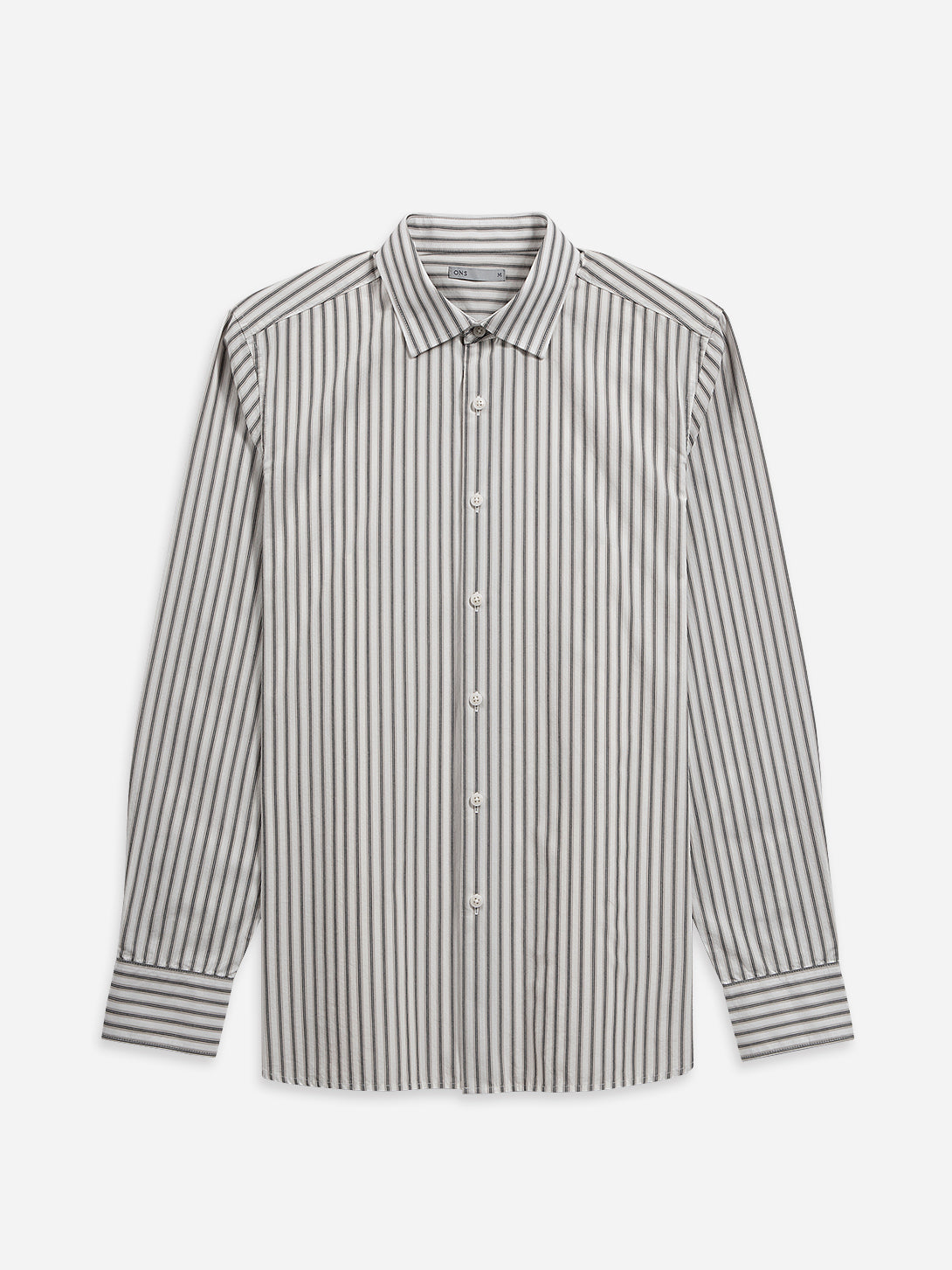 Bright White/Black Stripe Adrian Shadow Stripe Shirt Mens Spread Collar Black Stripe Button Up Dress Shirt 