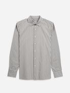 Bright White/Black Stripe Adrian Shadow Stripe Shirt Mens Spread Collar Black Stripe Button Up Dress Shirt 