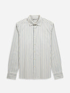 Off White/Blue Stripe Adrian Preppy Stripe Shirt Mens Striped Button Up Shirt Casual Work Shirt Point Collar Button Up Shirt 