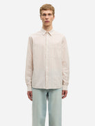 Aurora Red Stripe Saryan J Shirt Mens Button Up Woven Striped Shirt Samsoe Samsoe 