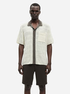 Clear Cream Sapercy Shirt SS Mens Knit Button Up Short Sleeve Camp Collar Samsoe Samsoe 