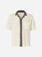 Clear Cream Sapercy Shirt SS Mens Knit Button Up Short Sleeve Camp Collar Samsoe Samsoe 