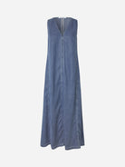 Medium Denim Blue Saskylar Dress Womens Lyocell Tencel Long Dress Samsoe Samsoe Clothing 