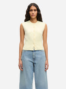 Ethereal Green Saanne Top Womens Button Up Sleeveless Top Samsoe Samsoe Clothing 