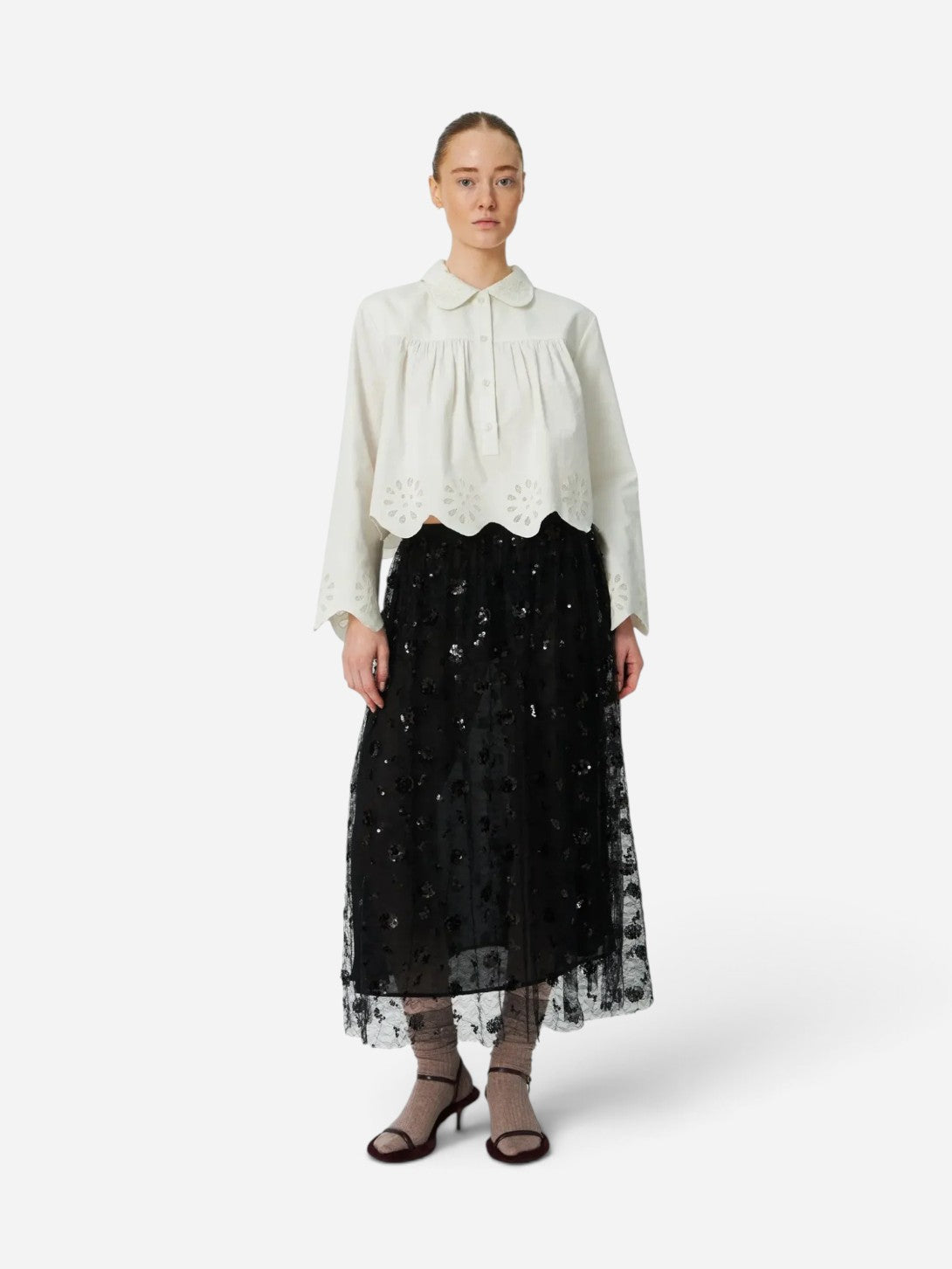 Black Sequins Mesh Skirt Womens Stella Nova Skirt 