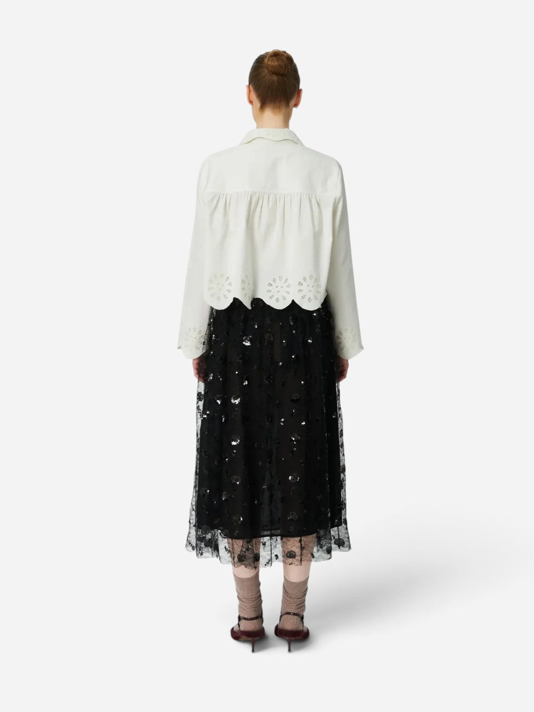 Black Sequins Mesh Skirt Womens Stella Nova Skirt 