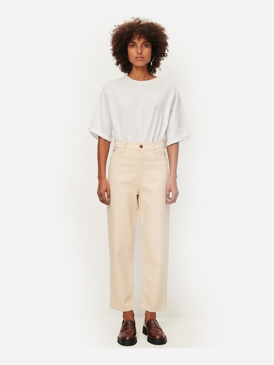 Fleur de Sel Peter Womens Cream Colored Denim Jeans Sessun 