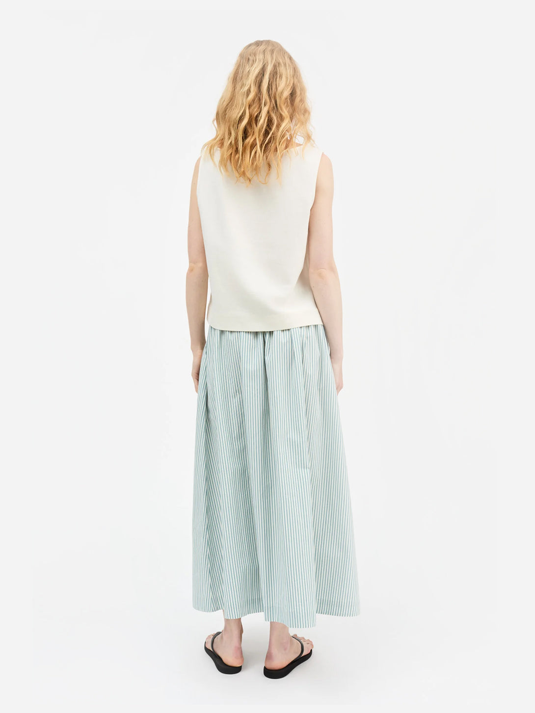 White/Aqua Stripe Dagny Skirt Womens Long Skirt Skall Studio 
