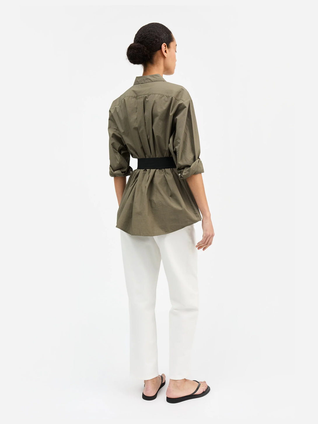 Khaki Edgar Shirt Womens Woven Button Up Shirt Skall Studio 