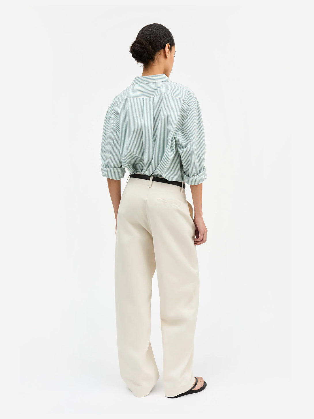 White/Aqua Stripe Edgar Shirt Womens Woven Button Up Shirt Skall Studio 