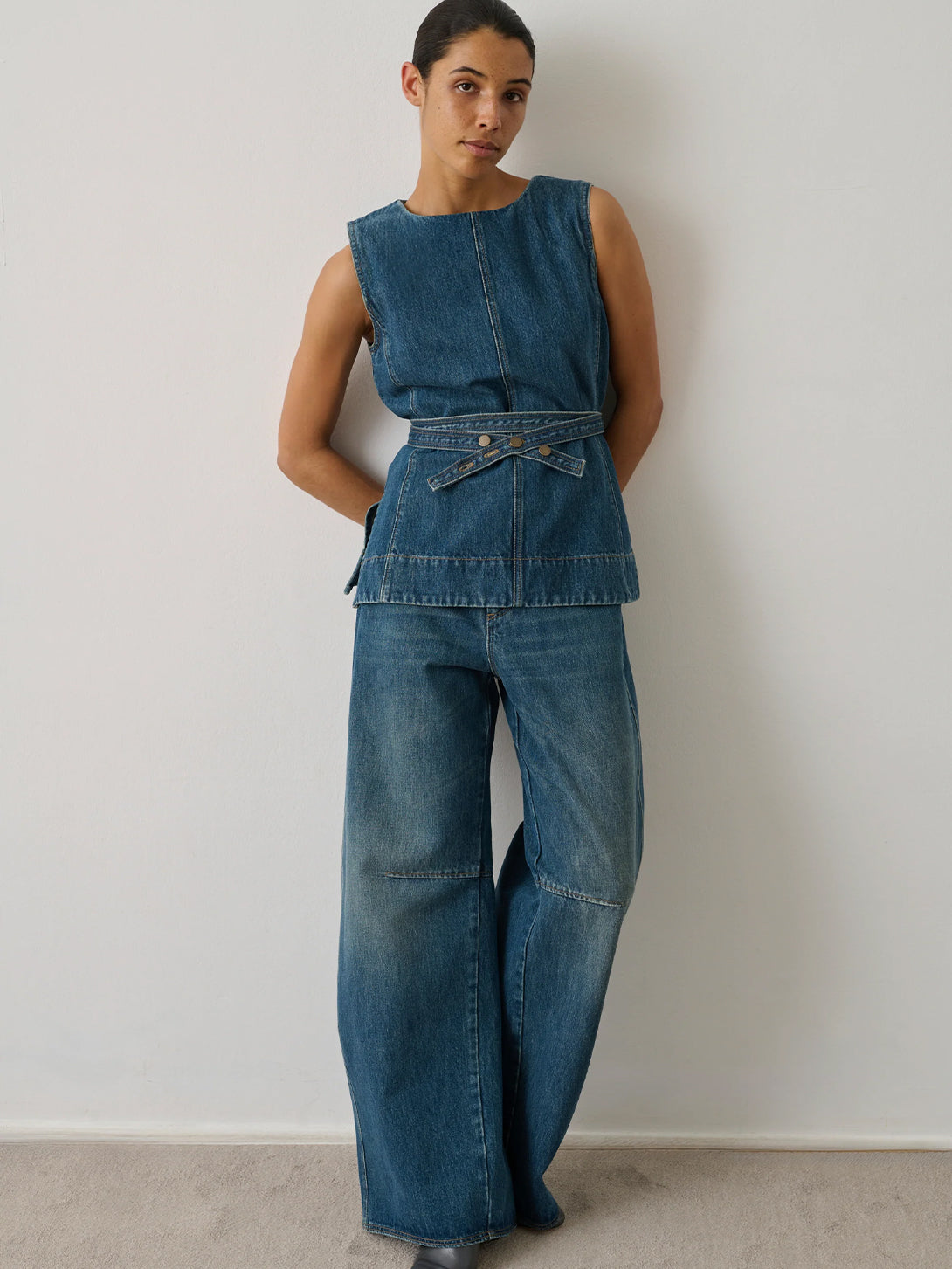 Bleu Chance Womens Denim Tank Top Shirt Sleeveless Denim Soeur 