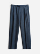 Navy Stanley Herringbone Pleated Trousers Mens Trousers Percival Clothing