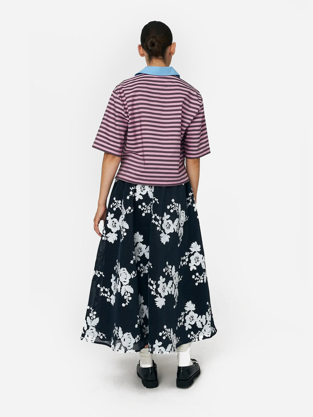 White and Blue Sequins Mesh Midi Skirt Womens Stella Nova Floral Midi Skirt 