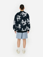 White and Blue Sequins Mesh Oversized Jacket Womens Stella Nova Floral Jacket 