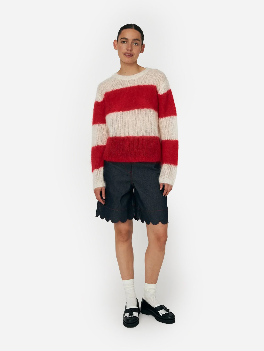 Raw Denim Unwashed Denim Scallop Shorts Womens Stella Nova Shorts 