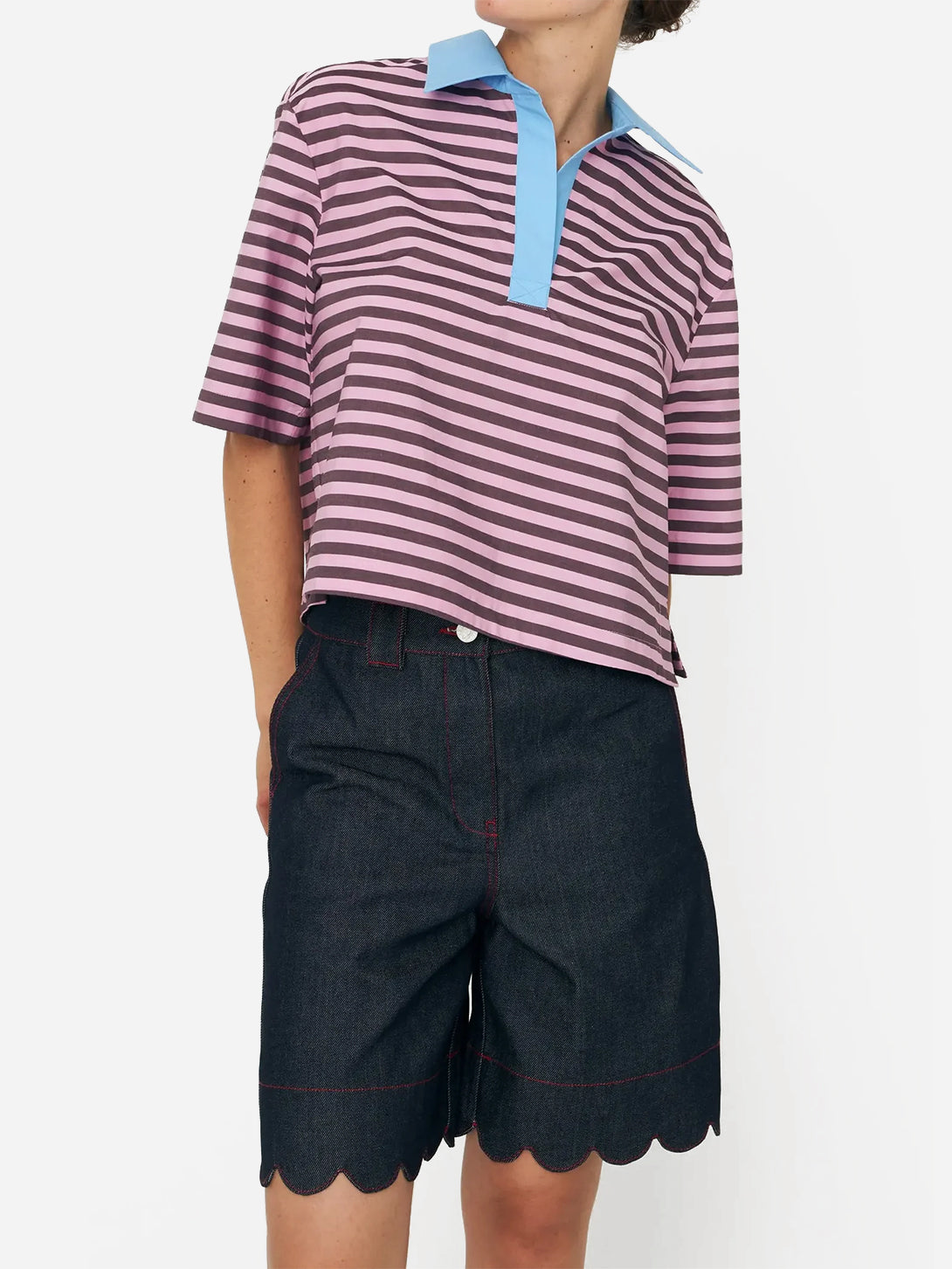 Raw Denim Unwashed Denim Scallop Shorts Womens Stella Nova Shorts 