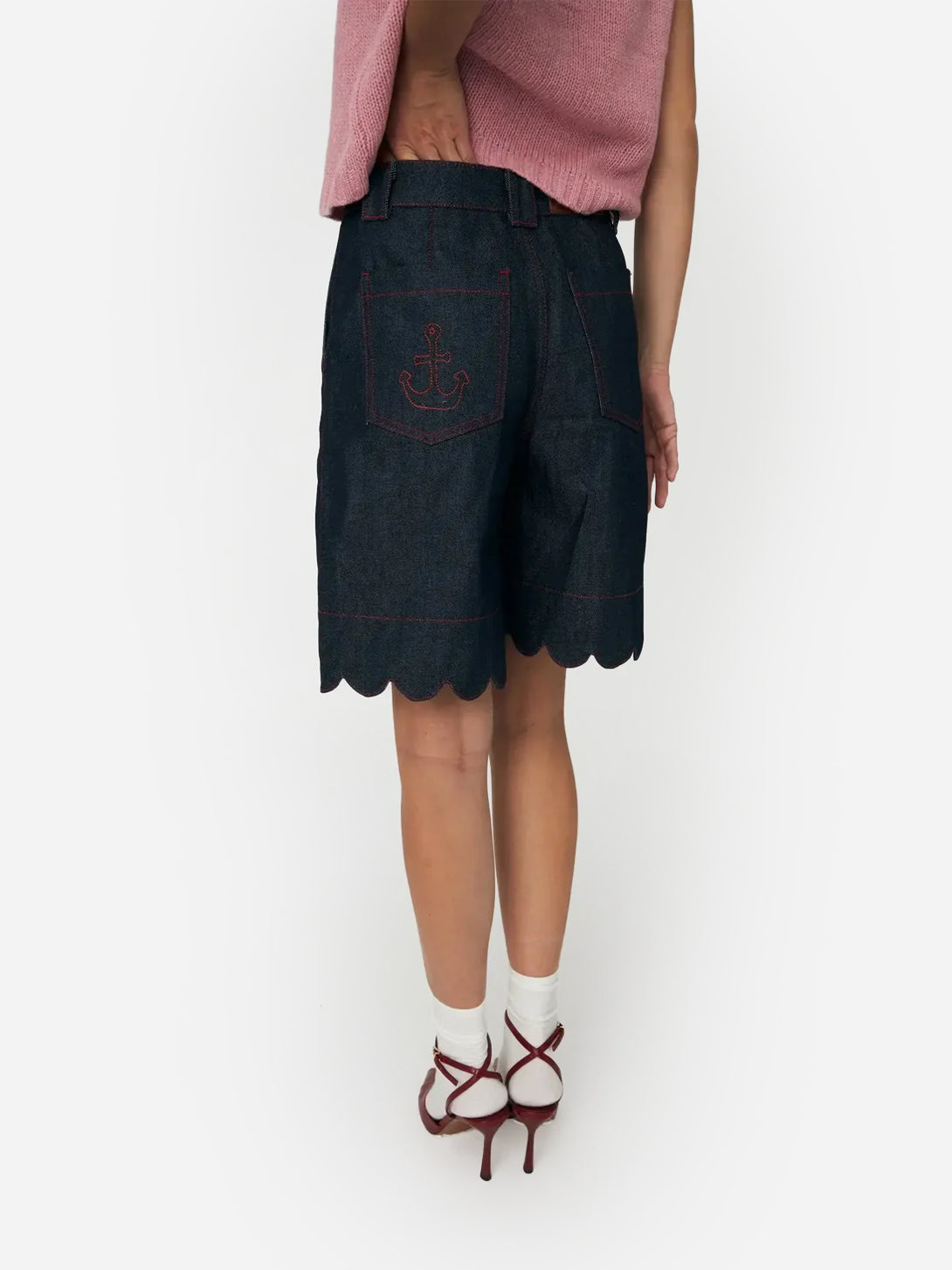 Raw Denim Unwashed Denim Scallop Shorts Womens Stella Nova Shorts 