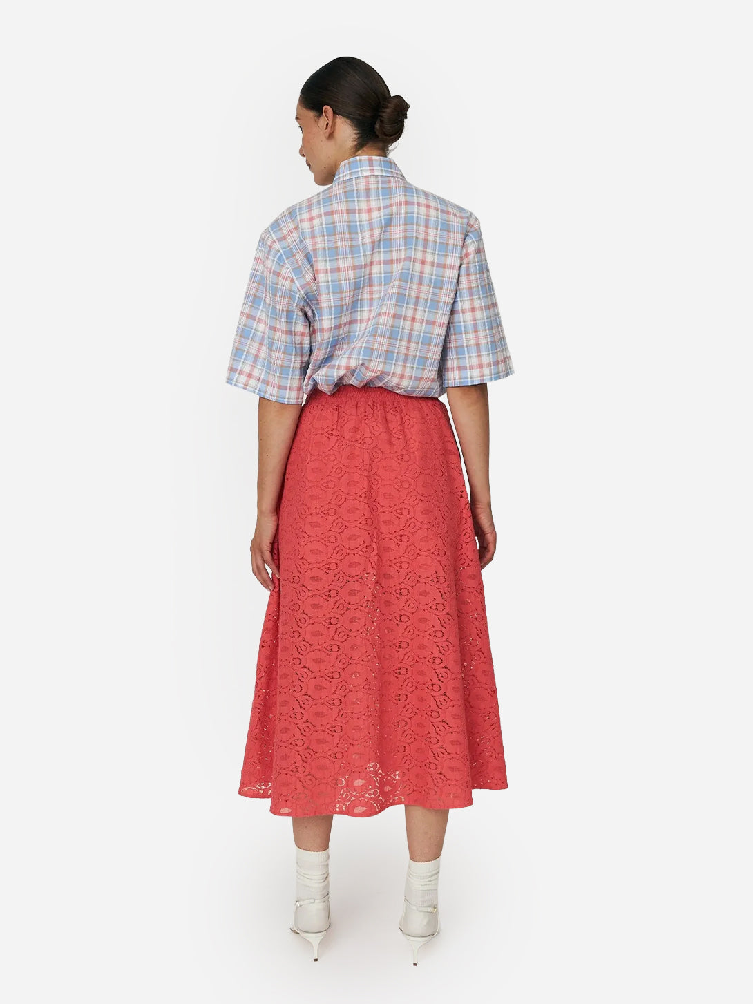 Summer Coral Cotton Lace Skirt Womens Midi Skirt Knit Skirt Stella Nova 