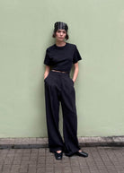 Black Sway Leather Flats Alohas Womens Black Leather Flats 