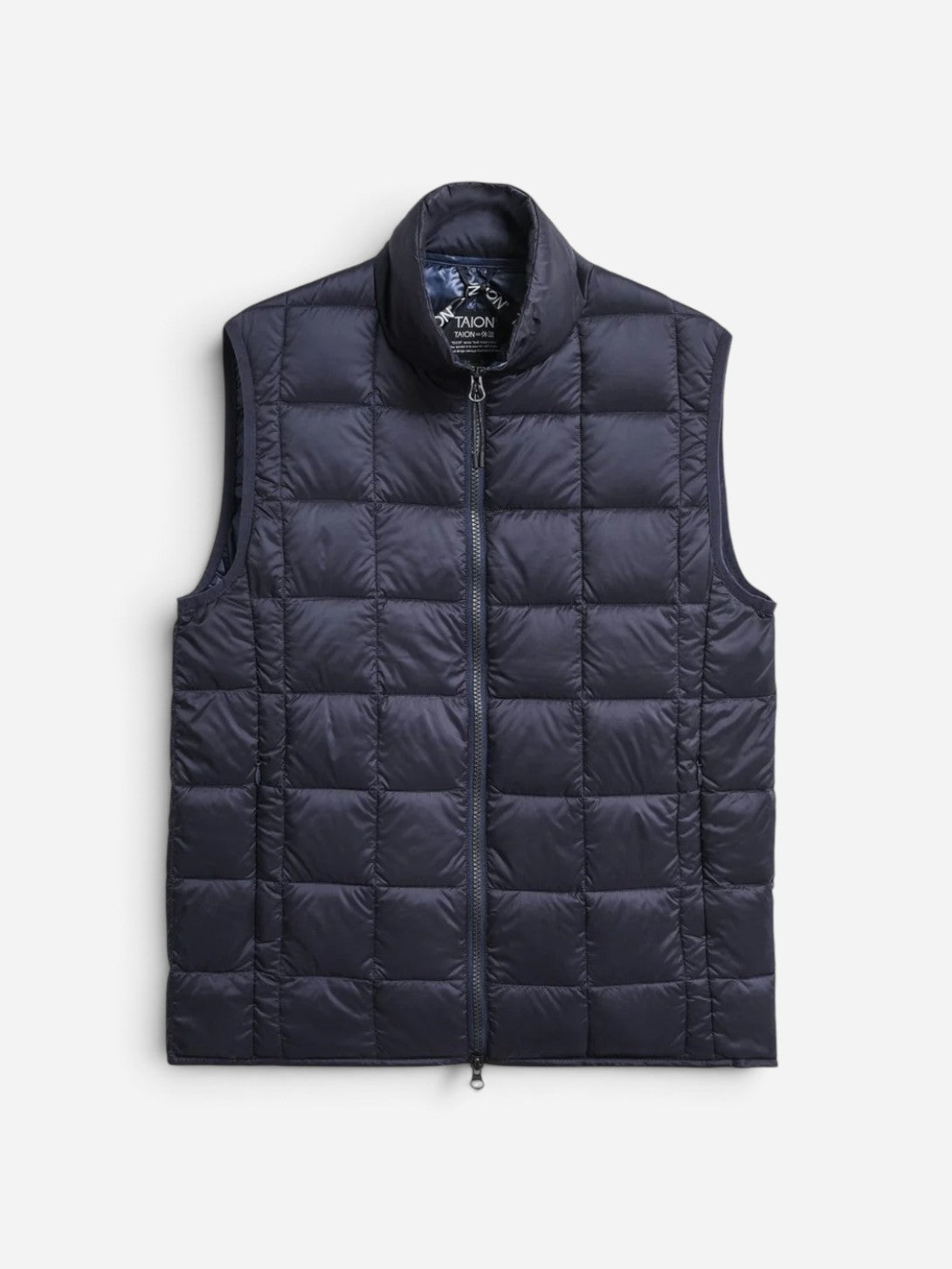 Navy Basic Hi-Neck W-Zip Down Vest Taion Vest 