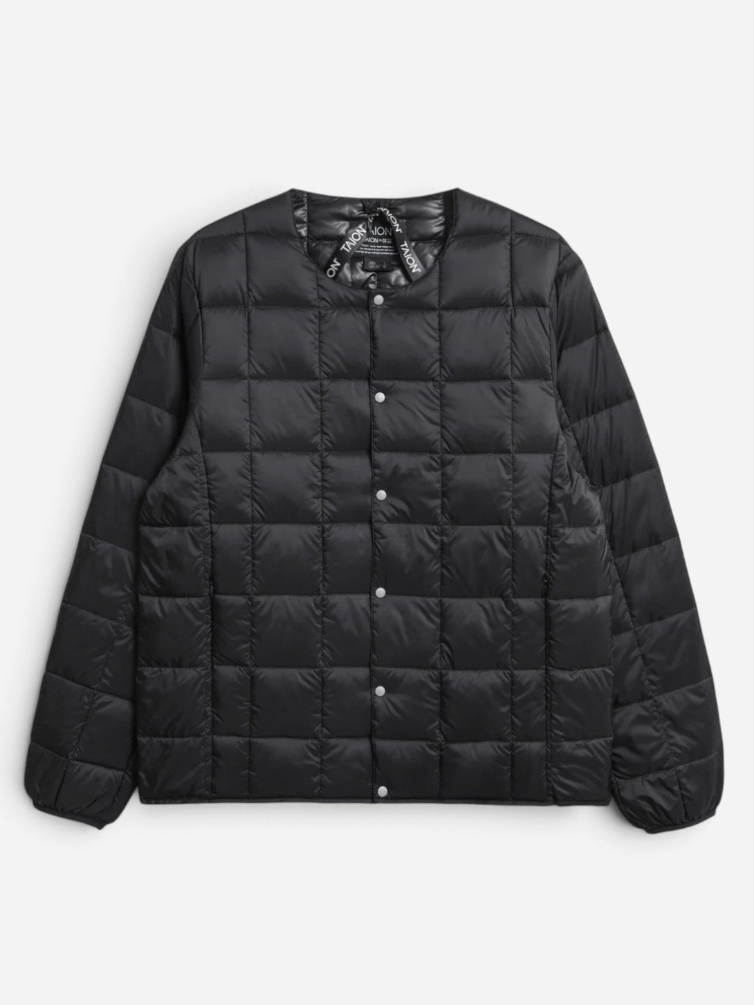 Black Basic Crew Neck Down Jacket Puffer Jacket Taion