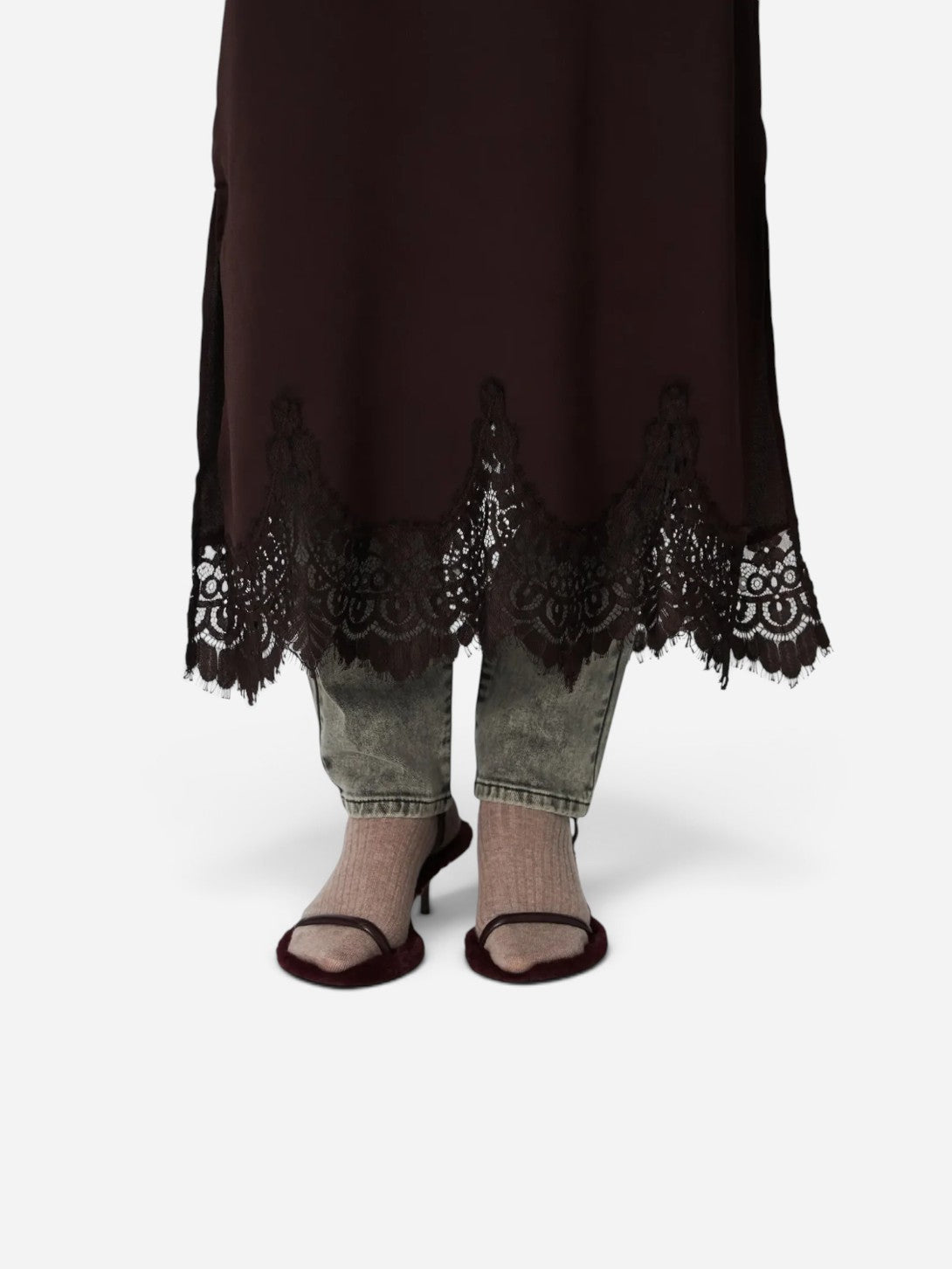 Dark Brown Underlayer Lace Dress Womens Stella Nova Dress 