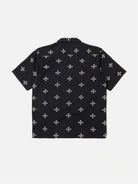 Embroidered Diamond Black Camp Shirt Mens Camp Collar Short Sleeve Button Up Universal Works 