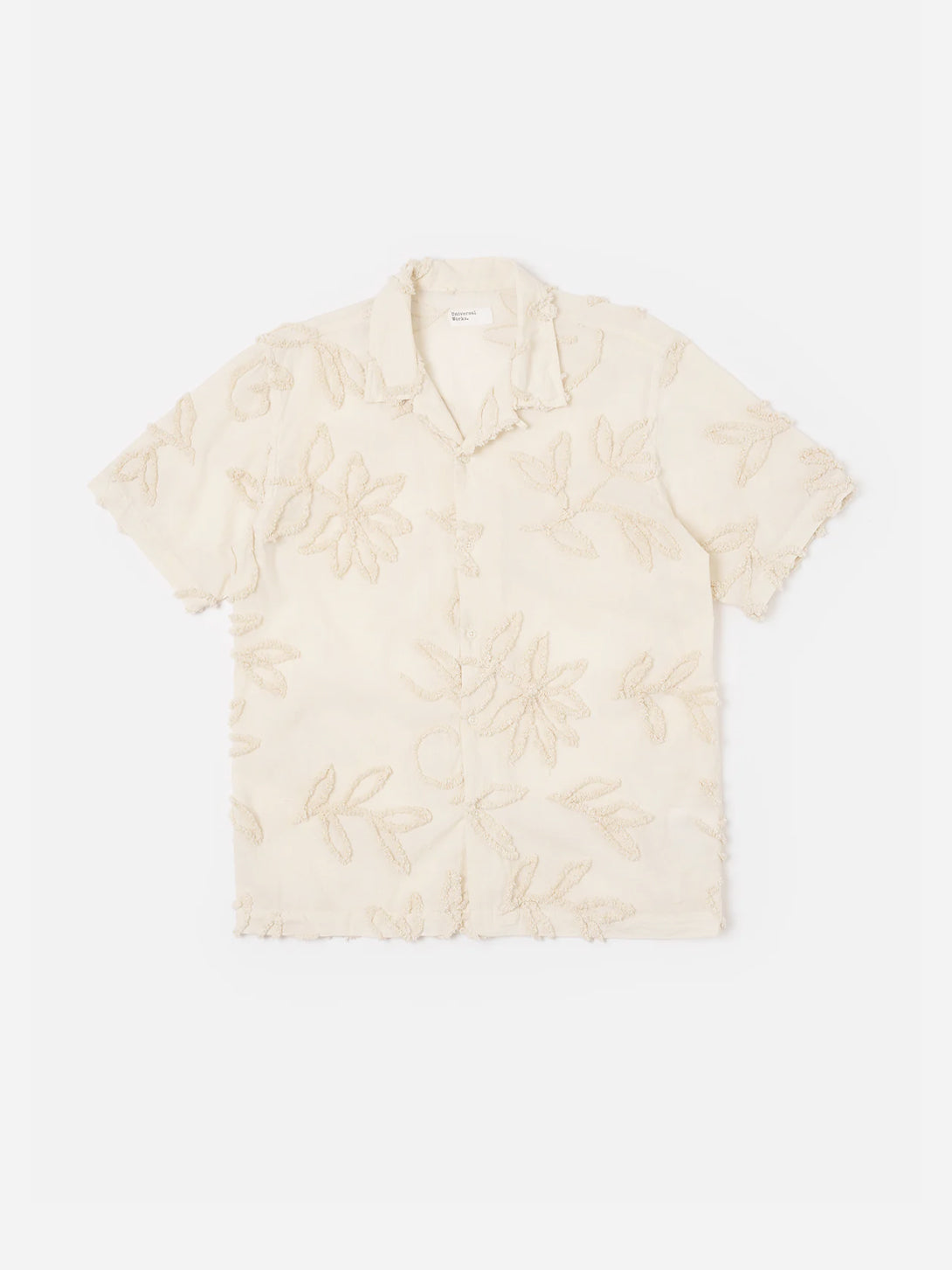 Flower Ecru Road Shirt Mens Striped Camp Collar Shirt Universal Works 