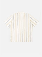 Hendrix Stripe Ecru/Navy/Sand Road Shirt Mens Striped Camp Collar Shirt Universal Works 