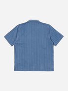 Herringbone Washed Indigo Road Shirt Mens Striped Camp Collar Shirt Universal Works 