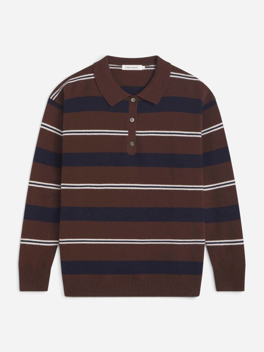 Brown Stripes Lightweight Wool Polo Womens Polo Shirt Almina Concept