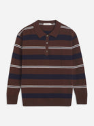 Brown Stripes Lightweight Wool Polo Womens Polo Shirt Almina Concept