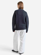 Navy Knit Wool Crewneck Sweater Womens Knit Pullover Almina Concept 