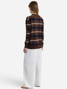 Brown Stripes Lightweight Wool Polo Womens Polo Shirt Almina Concept