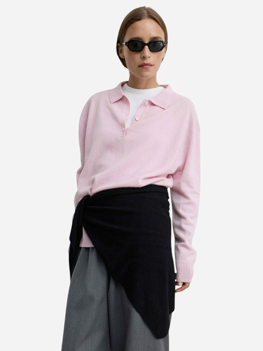 Pink Lightweight Wool Polo Womens Polo Shirt Almina Concept