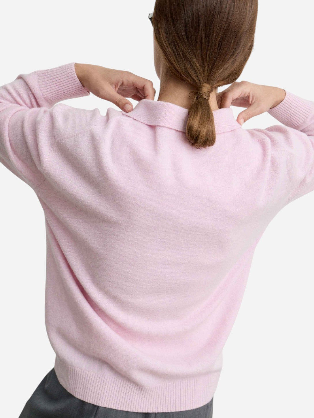 Pink Lightweight Wool Polo Womens Polo Shirt Almina Concept