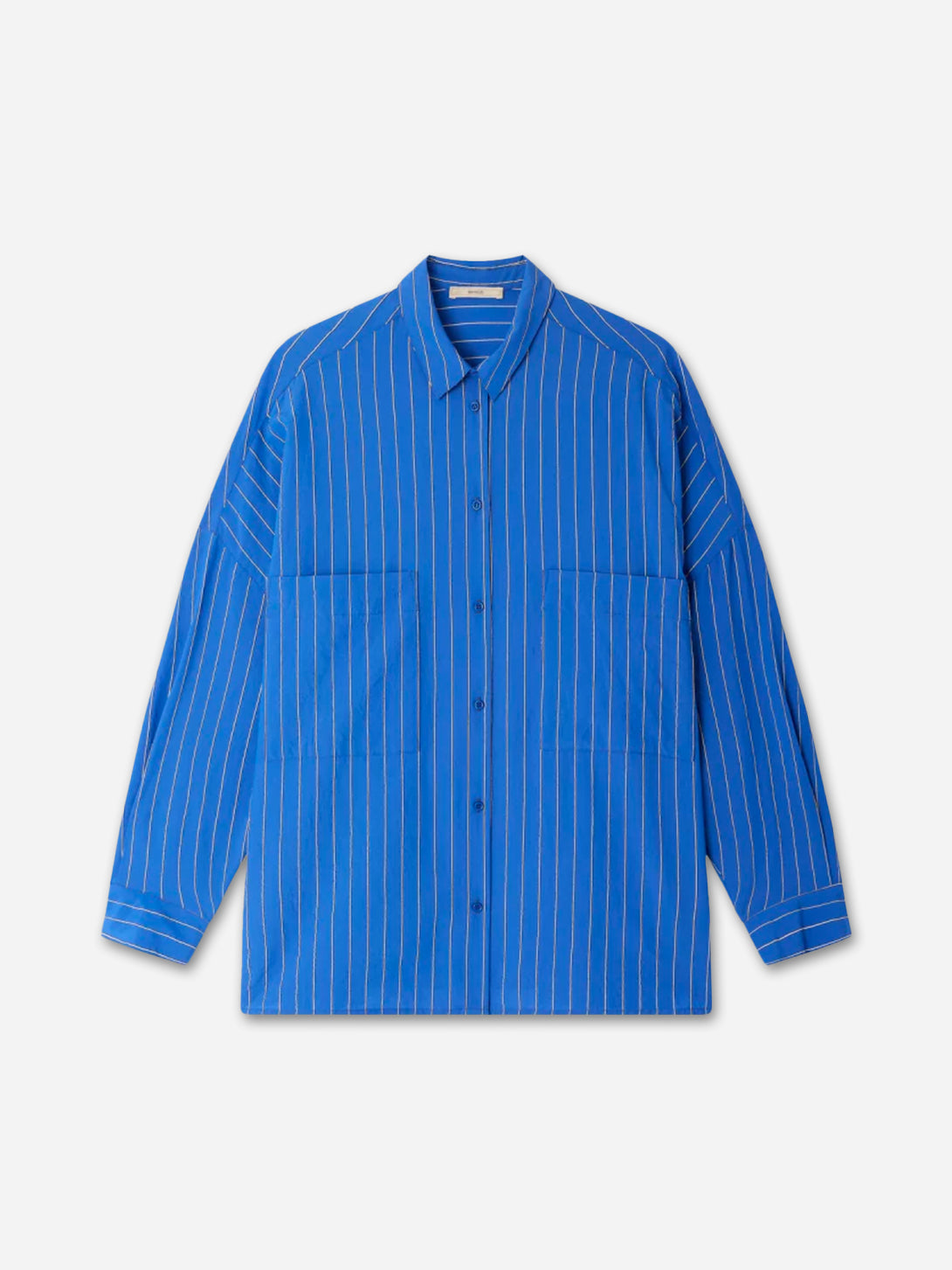 Office Blue Fontania Womens Sessun Striped Woven Overshirt Collared Long Sleeve Shirt 