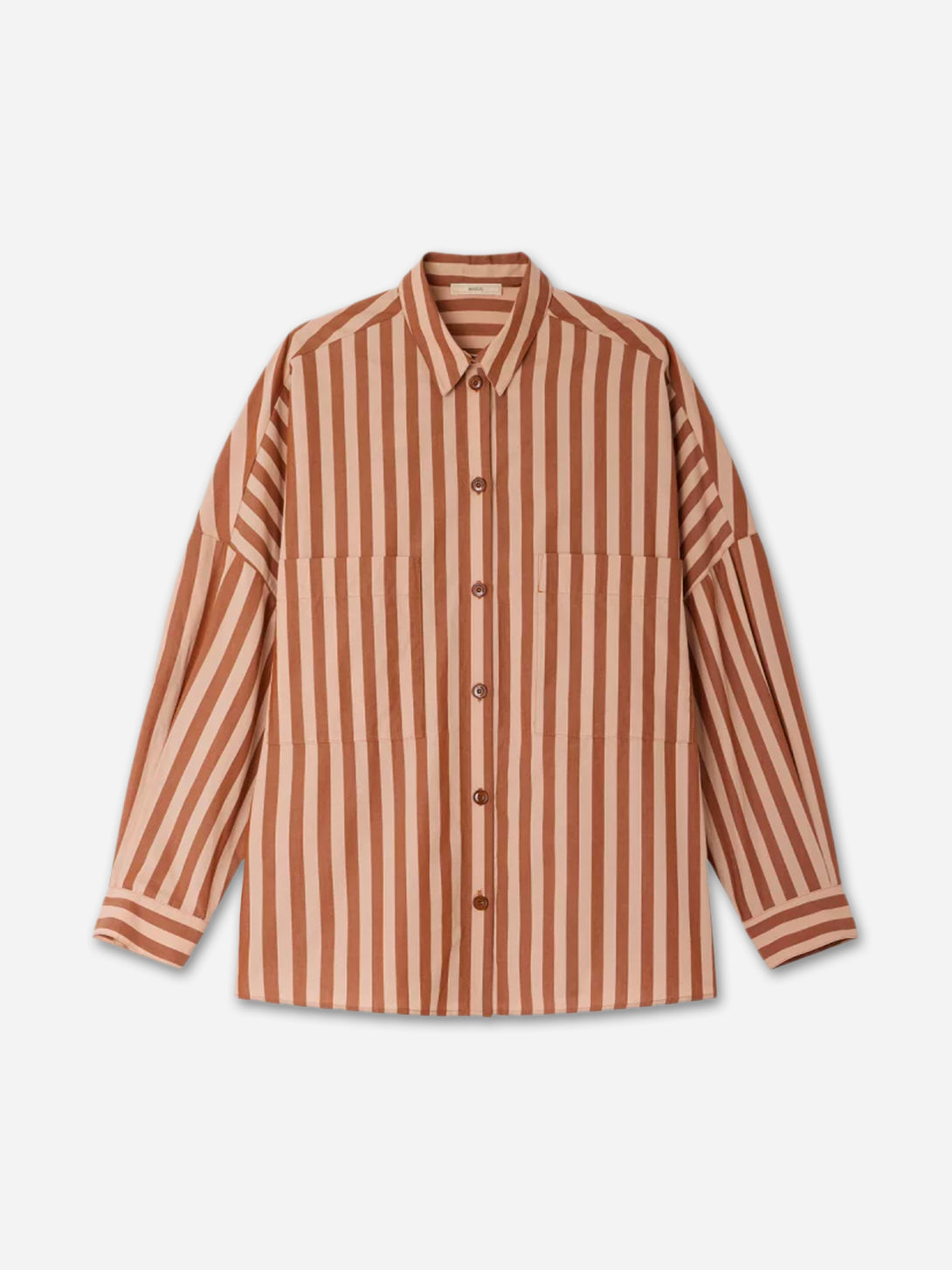 Toffee Blush Fontania Womens Sessun Striped Woven Overshirt Collared Long Sleeve Shirt 