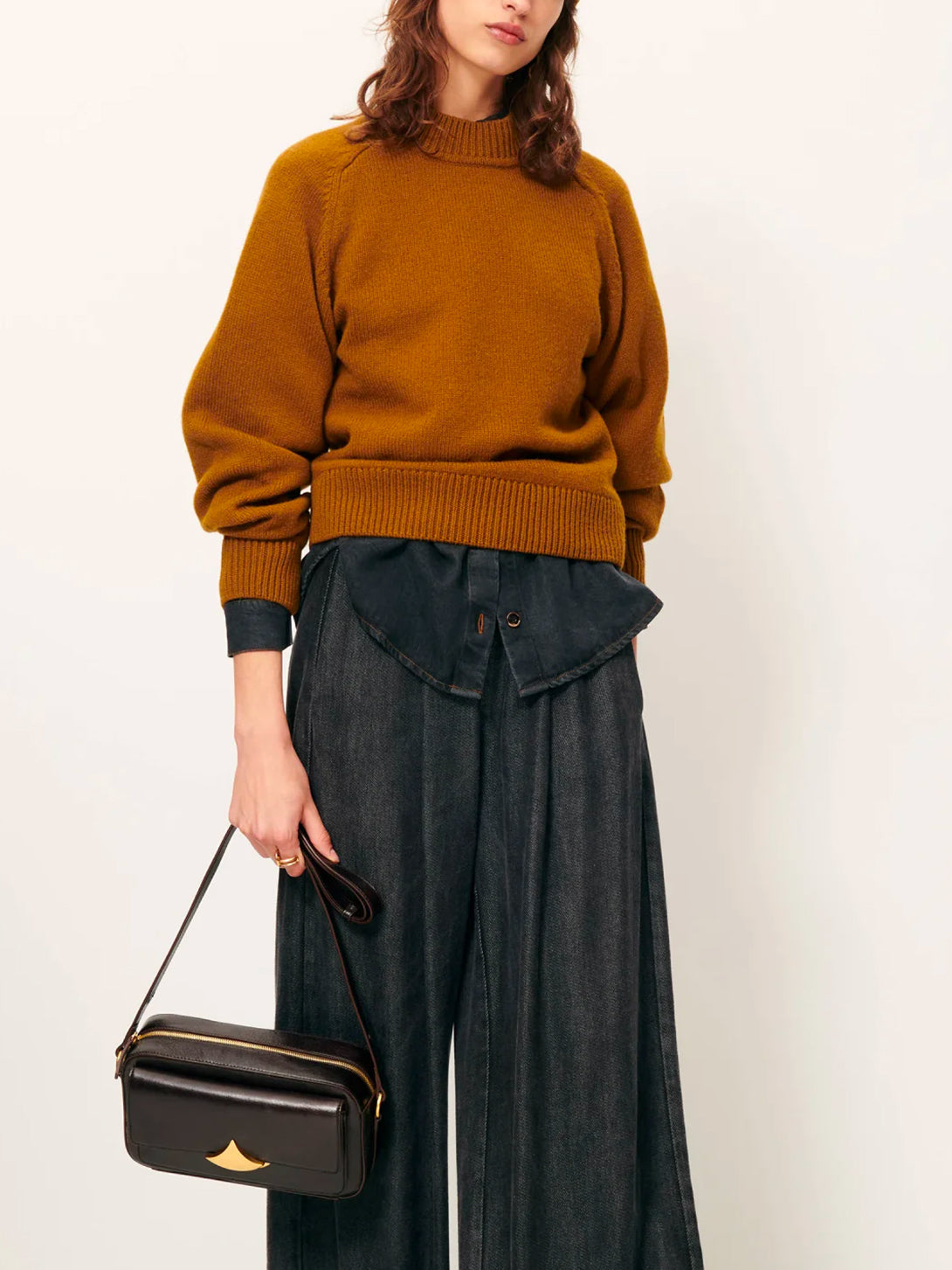 Bronze Dalan Womens Sessun Crew Neck Sweater Merino Wool 