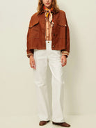 Toffee Midwest Womens Denim Overshirt Jacket Collared Button Up Outerwear Sessun 