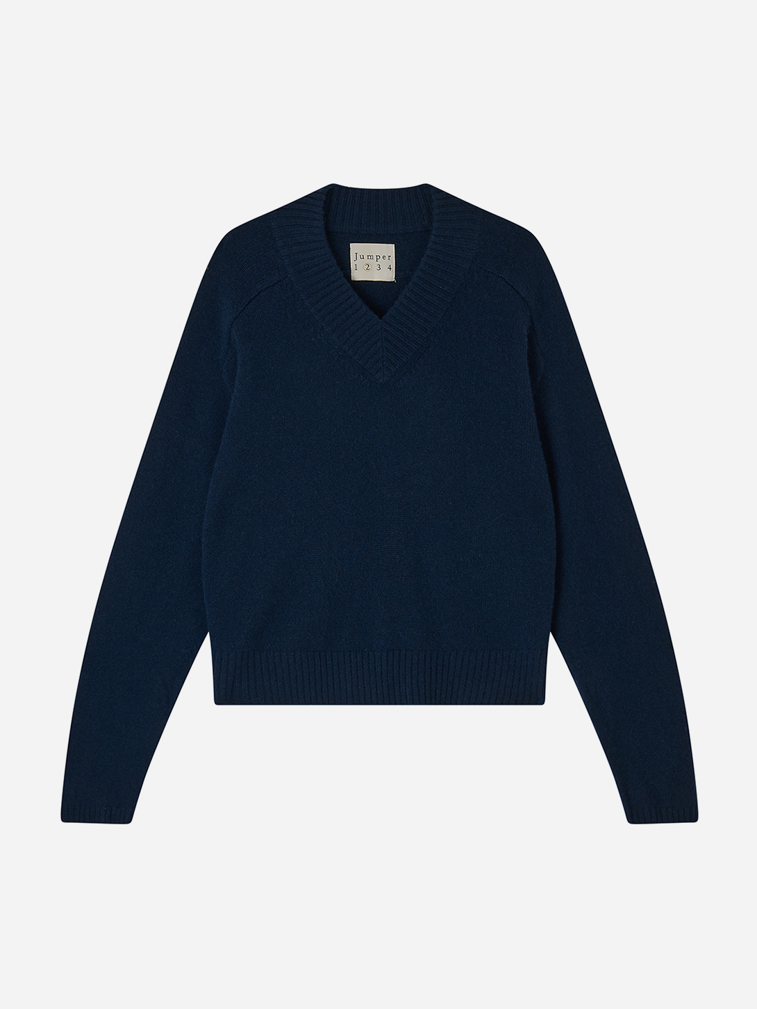 Navy Cropped Oversize Vee Jumper1234 Womens V Neck Cashmere Sweater 