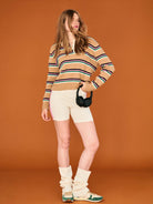Earth Yellow Multi Tipping Stripe Rugby Shirt Jumper1234 Polo 