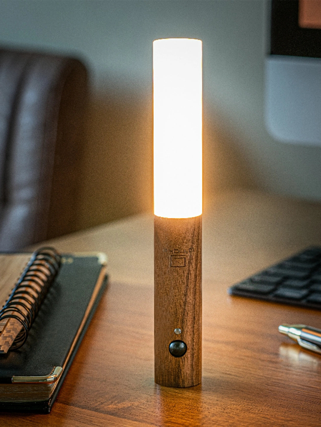 Walnut Gingko Smart Baton Lamp Nightlight Bedside Table Reading Lamp