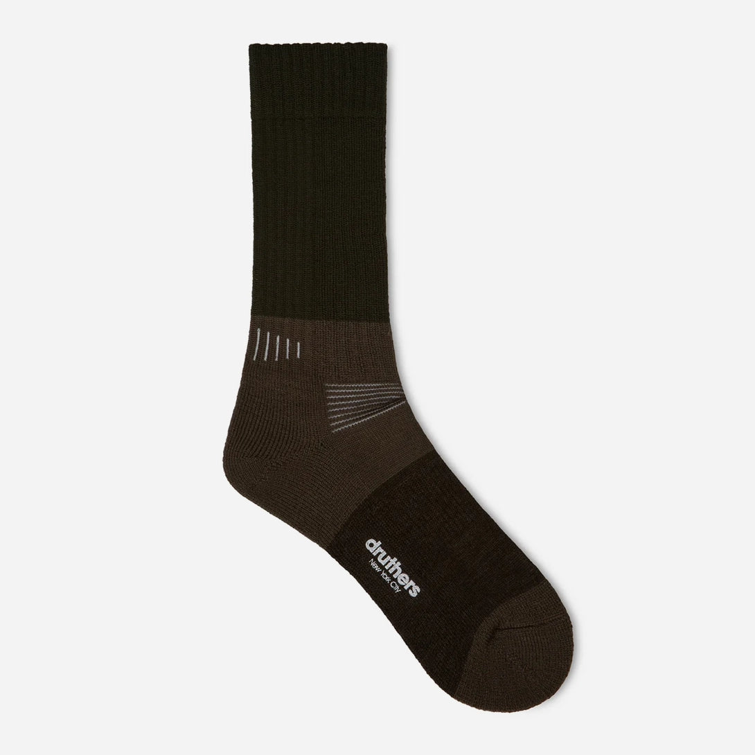 Olive Merino Wool Stripe Function Boot Sock Druthers